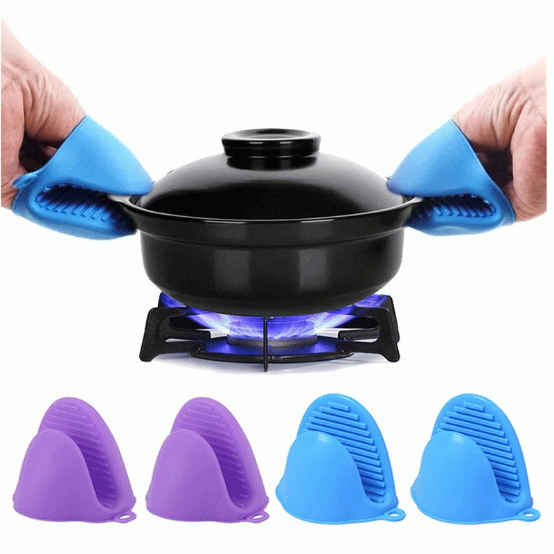 2 Pair(4PCS) Silicone Heat Resistant Pot Holder Gloves hot pot holders Non Stick Anti-slip Pot Bowel Holder