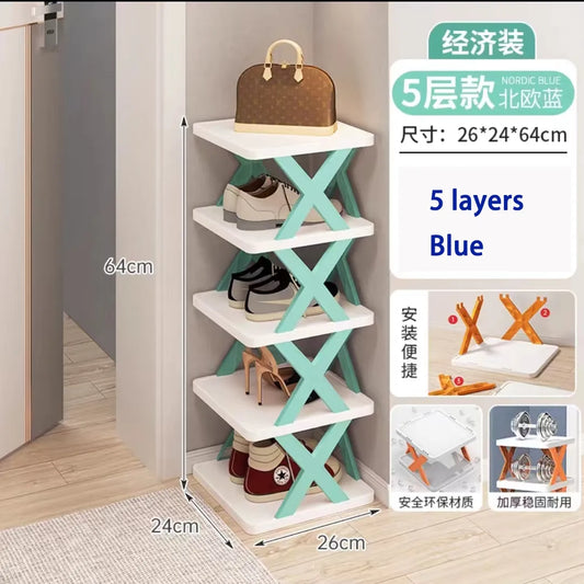 5 layer Folding Shoes Rack, Plastic Adjustable Shoe Rack