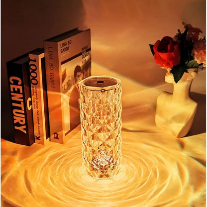 [Free Home Delivery] Rose Crystal Diamond Touch Lamp – 16 Colors Swap With Remote Control