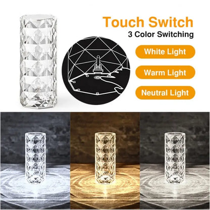 [Free Home Delivery] Rose Crystal Diamond Touch Lamp – 16 Colors Swap With Remote Control
