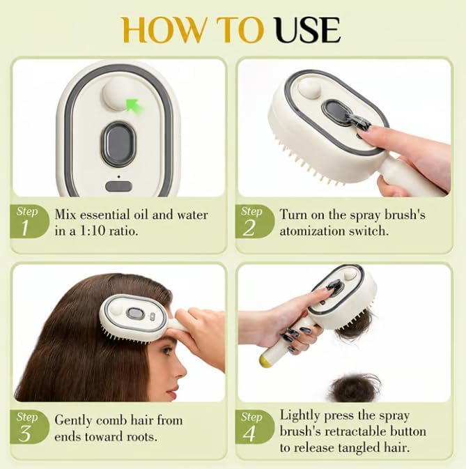 |Free Home Delivery| 5-in-1 Electric Mist Hair Brush