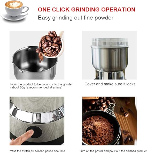 Multi-Purpose Stainless Steel RAF Electric Grinder 4 Blades For Spices, Masala Grinding, Coffee Beans Machine