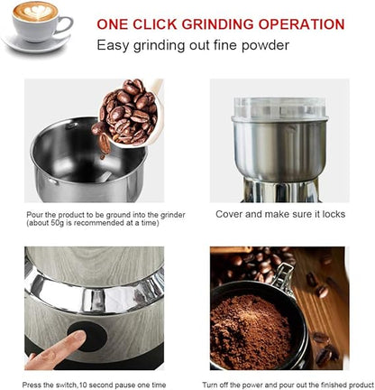 Multi-Purpose Stainless Steel RAF Electric Grinder 4 Blades For Spices, Masala Grinding, Coffee Beans Machine