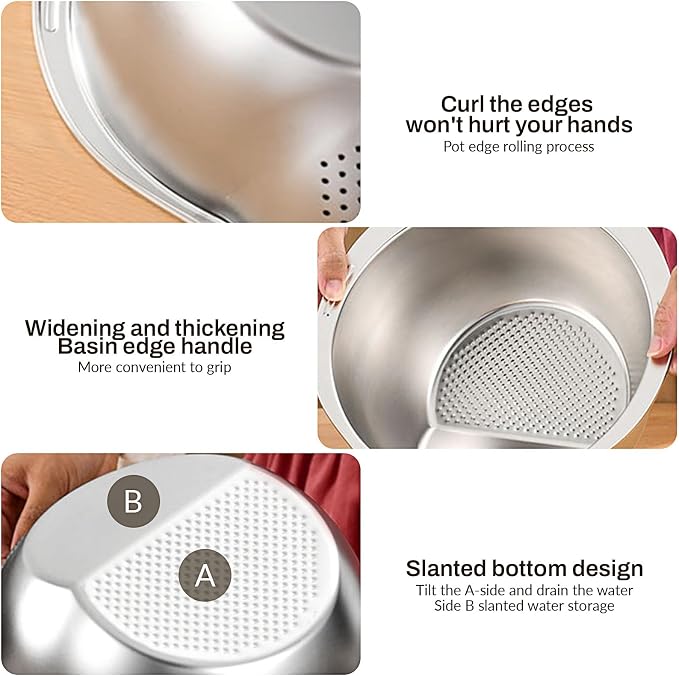 |FREE DELIVERY| Stainless Steel Rice Strainer Bowl