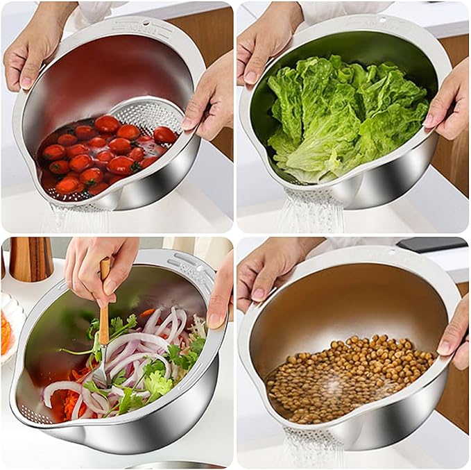 |FREE DELIVERY| Stainless Steel Rice Strainer Bowl
