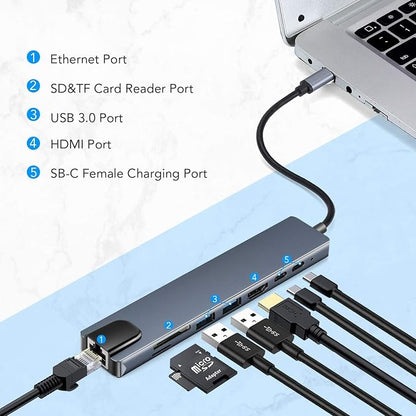 |FREE DELIVERY| 8-in-1 USB-C Multiport Hub Adapter 🔌