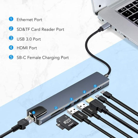 |FREE DELIVERY| 8-in-1 USB-C Multiport Hub Adapter 🔌