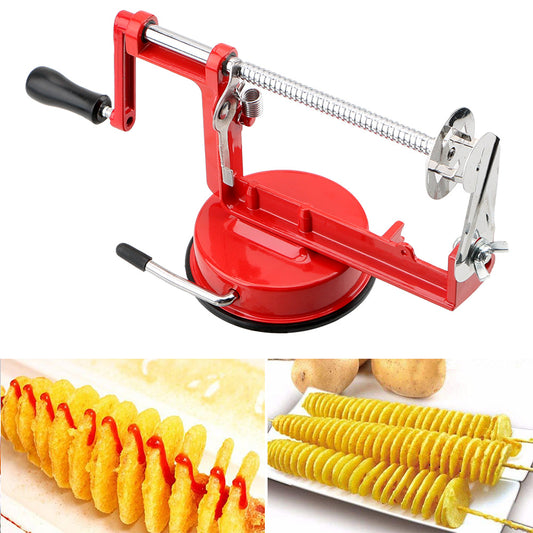 Twisted Potato Apple Slicer Spiral French Fry Cutter - Manual Vegetable Spiralis Machine Stainless Steel