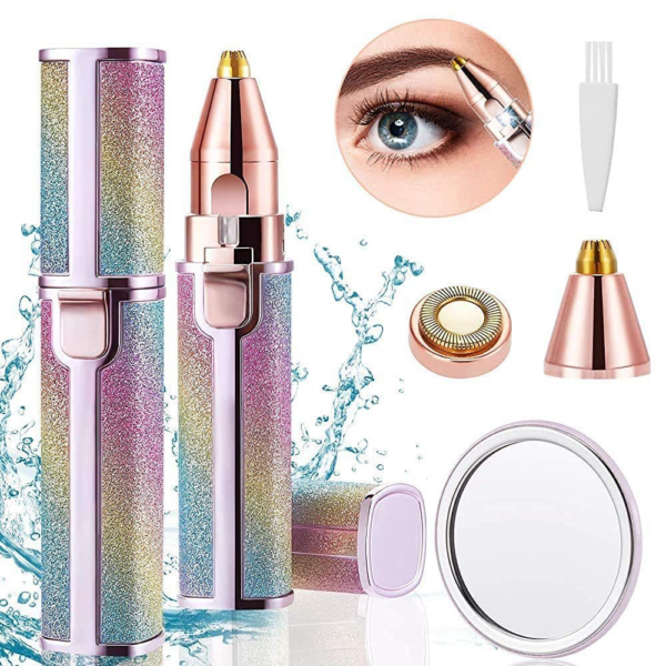 Flawless 2 in 1 Eye Brow And Facial Hair Remover Chargeable , Multi Attractive Color With USB Charging Cable And Cleaning Brush