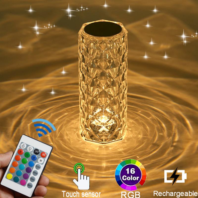 [Free Home Delivery] Rose Crystal Diamond Touch Lamp – 16 Colors Swap With Remote Control