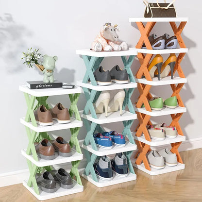 5 layer Folding Shoes Rack, Plastic Adjustable Shoe Rack