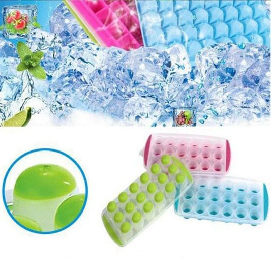 (Pack of 2) 21 Round Slots Diy Ice Cube Tray Summer Ice Mold Soft Silicone Ice Cream Tools