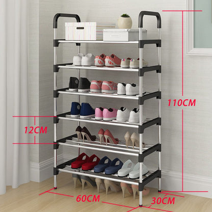 6 Layer shoe rack Tier Colored stainless steel Stackable shoe rack organizer