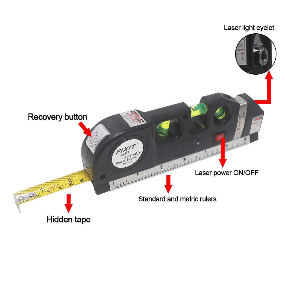 (Free Home Delivery) Professional 5-in-1 Laser Level with Ruler, Scale & Triple Spirit Level👌