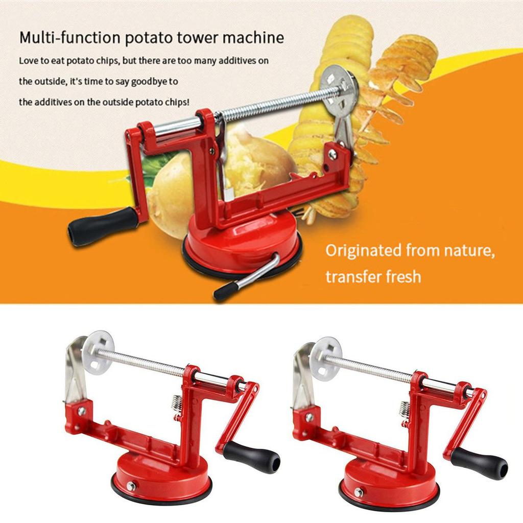 Twisted Potato Apple Slicer Spiral French Fry Cutter - Manual Vegetable Spiralis Machine Stainless Steel