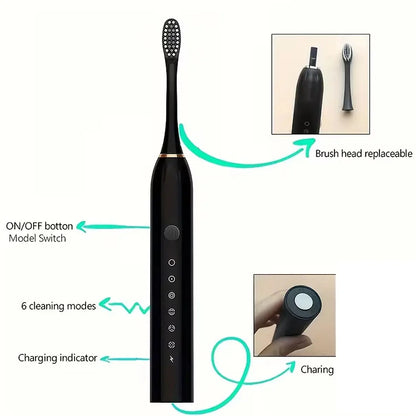 |FREE HOME DELIVERY| X3 Sonic Electric Toothbrush with 6 Modes Deep Cleaning Whitening