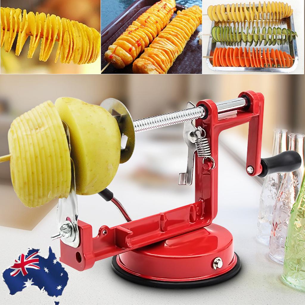 Twisted Potato Apple Slicer Spiral French Fry Cutter - Manual Vegetable Spiralis Machine Stainless Steel