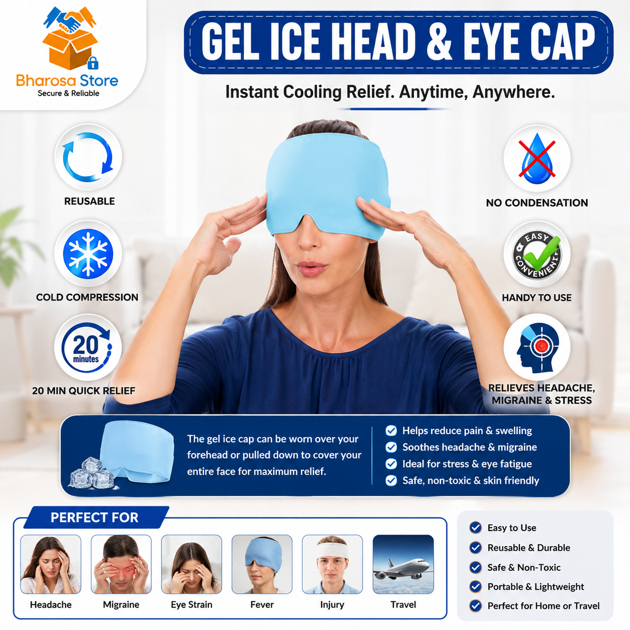 (FREE HOME DELIVERY) MigraCool Ice Relief Cap