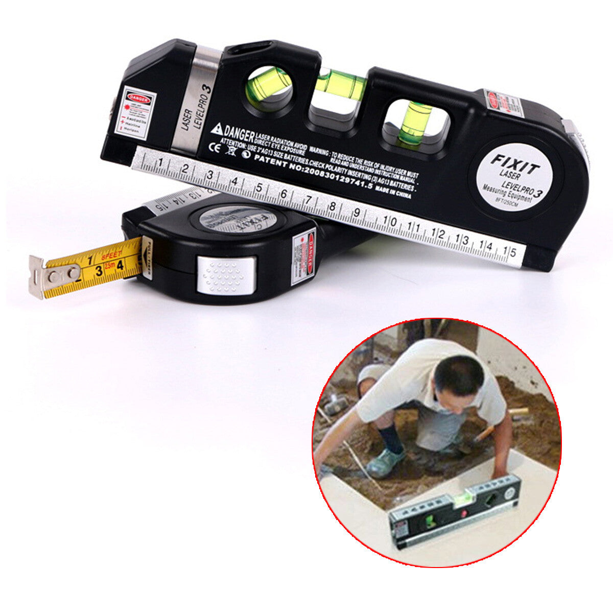 (Free Home Delivery) Professional 5-in-1 Laser Level with Ruler, Scale & Triple Spirit Level👌