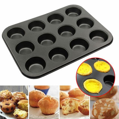 12 Hole Cupcake Tray, Muffin Pan,non stick cupcake baking pan kitchen utensil